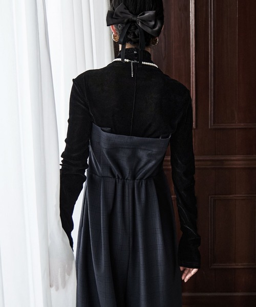 etoll.（エトル）の「チェック柄ベアトップパンツドレス（パンツドレス・レディース・ネイビー/グレー・S/M）」の8枚目の写真