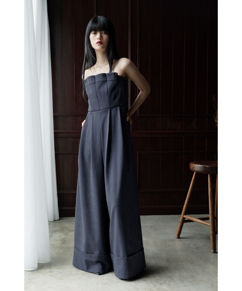 etoll.（エトル）の「チェック柄ベアトップパンツドレス（パンツドレス・レディース・ネイビー/グレー・S/M）」の11枚目の写真