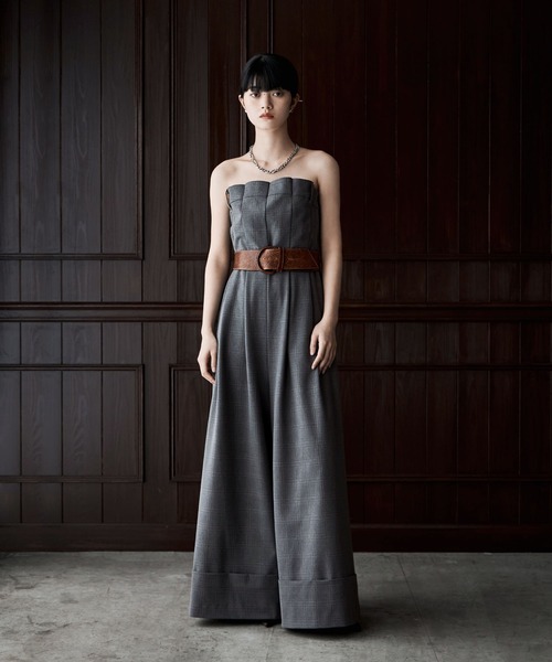 etoll.（エトル）の「チェック柄ベアトップパンツドレス（パンツドレス・レディース・ネイビー/グレー・S/M）」の15枚目の写真