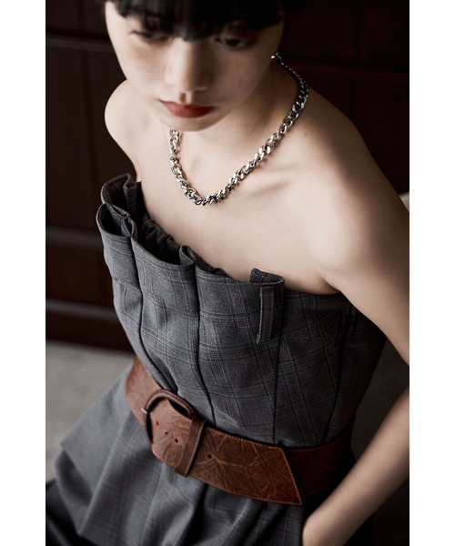 etoll.（エトル）の「チェック柄ベアトップパンツドレス（パンツドレス・レディース・ネイビー/グレー・S/M）」の21枚目の写真