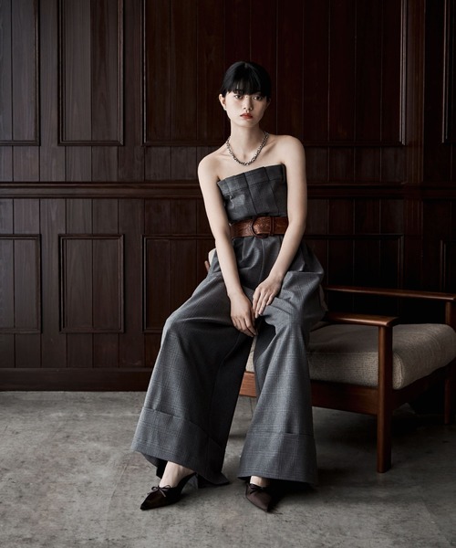 etoll.（エトル）の「チェック柄ベアトップパンツドレス（パンツドレス・レディース・ネイビー/グレー・S/M）」の22枚目の写真