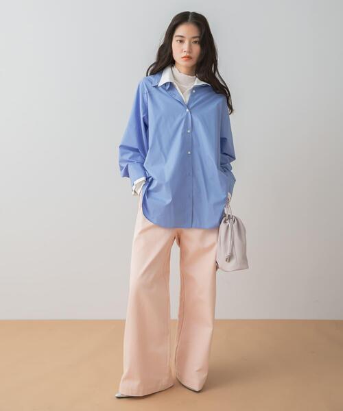 SENSE OF PLACE by URBAN RESEARCH（センスオブプレイスバイアーバンリサーチ）の「『イージーケア』レイヤードカフスルーズシャツ（シャツ/ブラウス・レディース・ブルー系その他/ライトブルー/ホワイト系その他・ONE）」の8枚目の写真