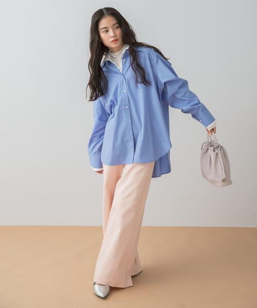 SENSE OF PLACE by URBAN RESEARCH（センスオブプレイスバイアーバンリサーチ）の「『イージーケア』レイヤードカフスルーズシャツ（シャツ/ブラウス・レディース・ブルー系その他/ライトブルー/ホワイト系その他・ONE）」の9枚目の写真