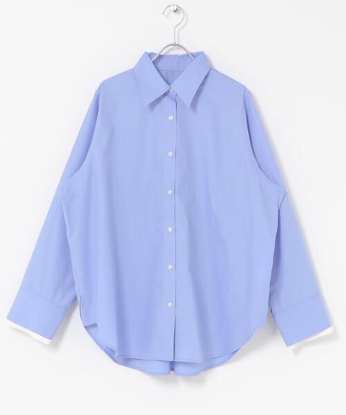 SENSE OF PLACE by URBAN RESEARCH（センスオブプレイスバイアーバンリサーチ）の「『イージーケア』レイヤードカフスルーズシャツ（シャツ/ブラウス・レディース・ブルー系その他/ライトブルー/ホワイト系その他・ONE）」の11枚目の写真