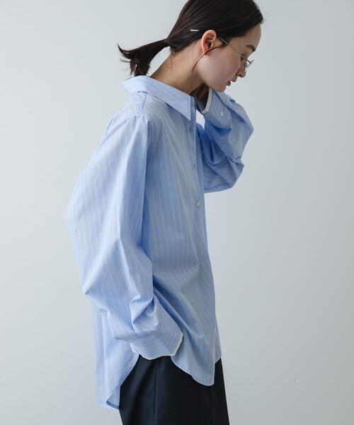 SENSE OF PLACE by URBAN RESEARCH（センスオブプレイスバイアーバンリサーチ）の「『イージーケア』レイヤードカフスルーズシャツ（シャツ/ブラウス・レディース・ブルー系その他/ライトブルー/ホワイト系その他・ONE）」の15枚目の写真