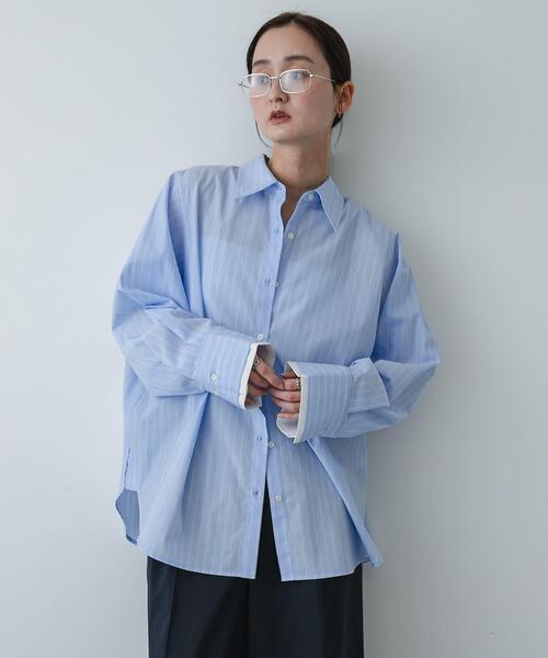 SENSE OF PLACE by URBAN RESEARCH（センスオブプレイスバイアーバンリサーチ）の「『イージーケア』レイヤードカフスルーズシャツ（シャツ/ブラウス・レディース・ブルー系その他/ライトブルー/ホワイト系その他・ONE）」の16枚目の写真