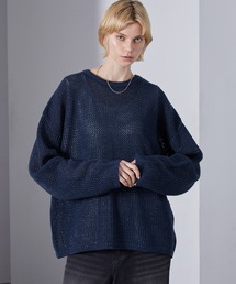 Loose/ルース（ルース）の「シアーメッシュ ラメクルーネックニット（ニット/セーター）」