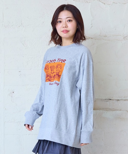 MARKEY'S(マーキーズ)の「ナガソデリブロンティー/おとな(Tシャツ/カットソー・レディース・杢グレー/ブルー/オフホワイト/テラコッタ・170cm)」の3枚目の写真