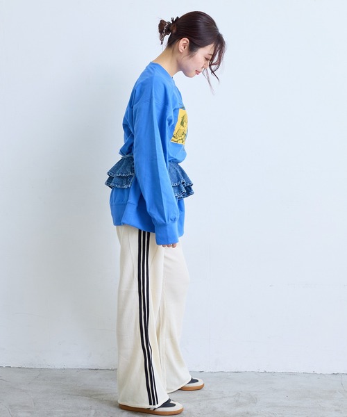 MARKEY'S(マーキーズ)の「ナガソデリブロンティー/おとな(Tシャツ/カットソー・レディース・杢グレー/ブルー/オフホワイト/テラコッタ・170cm)」の6枚目の写真