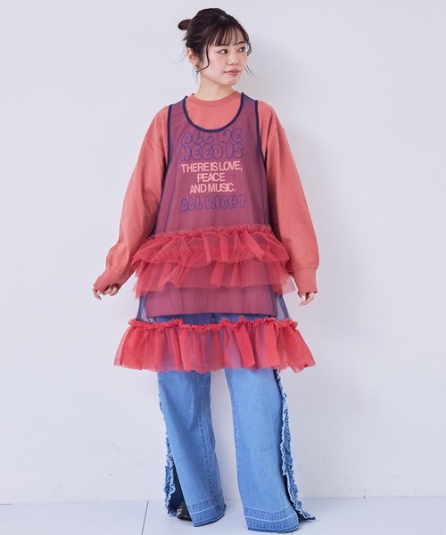 MARKEY'S(マーキーズ)の「ナガソデリブロンティー/おとな(Tシャツ/カットソー・レディース・杢グレー/ブルー/オフホワイト/テラコッタ・170cm)」の20枚目の写真