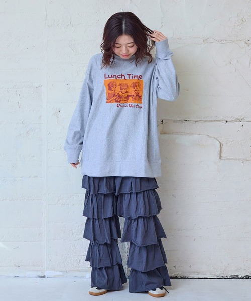 MARKEY'S(マーキーズ)の「ナガソデリブロンティー/おとな(Tシャツ/カットソー・レディース・杢グレー/ブルー/オフホワイト/テラコッタ・170cm)」の14枚目の写真