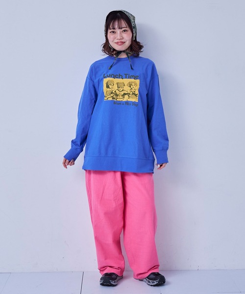 MARKEY'S(マーキーズ)の「ナガソデリブロンティー/おとな(Tシャツ/カットソー・レディース・杢グレー/ブルー/オフホワイト/テラコッタ・170cm)」の8枚目の写真