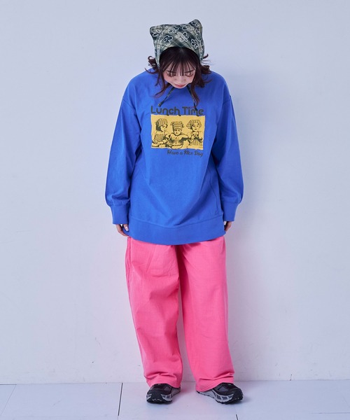 MARKEY'S(マーキーズ)の「ナガソデリブロンティー/おとな(Tシャツ/カットソー・レディース・杢グレー/ブルー/オフホワイト/テラコッタ・170cm)」の9枚目の写真