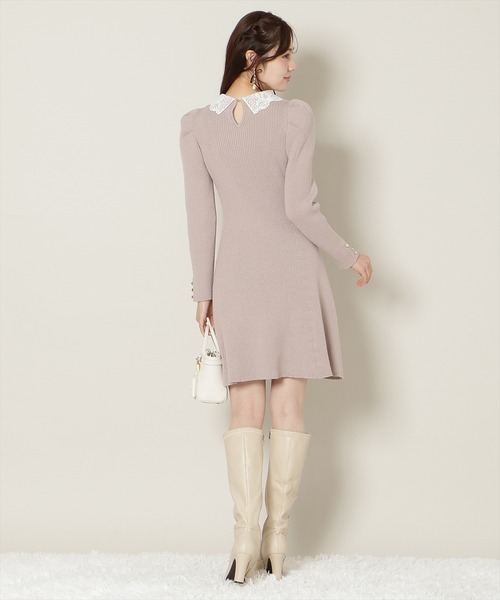 12/5(fri)10時発売】リボンレースカラーニットワンピース（ワンピース