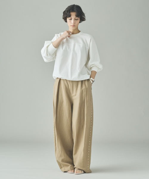 Curensology（カレンソロジー）の「Curensology(カレンソロジー)/リネンウールスタッズパンツ（その他パンツ・レディース・ベージュ/ブラック・38/36）」の9枚目の写真