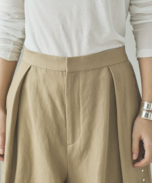 Curensology（カレンソロジー）の「Curensology(カレンソロジー)/リネンウールスタッズパンツ（その他パンツ・レディース・ベージュ/ブラック・38/36）」の11枚目の写真