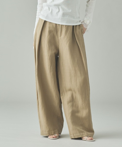 Curensology（カレンソロジー）の「Curensology(カレンソロジー)/リネンウールスタッズパンツ（その他パンツ・レディース・ベージュ/ブラック・38/36）」の17枚目の写真