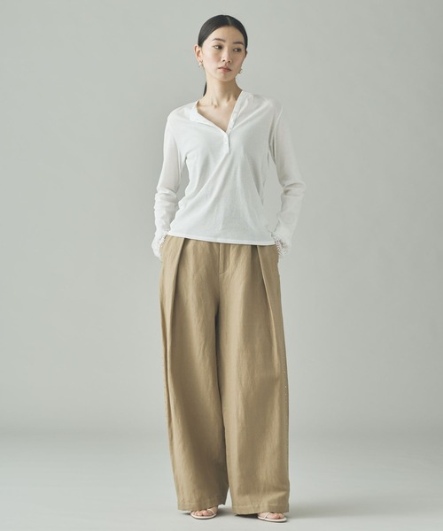 Curensology（カレンソロジー）の「Curensology(カレンソロジー)/リネンウールスタッズパンツ（その他パンツ・レディース・ベージュ/ブラック・38/36）」の6枚目の写真