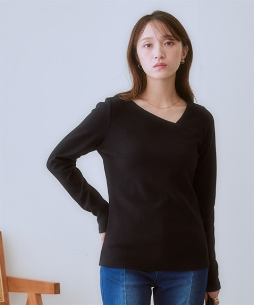 nissen(ニッセン)の「綿混アシンメトリーカットソートップス<大きいサイズ有>(Tシャツ/カットソー・レディース・ボルドー/ブラック/グレイッシュブルー/杢グレー/アイボリー・L/LL/M/S/3L)」の11枚目の写真