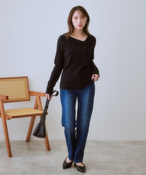 nissen(ニッセン)の「綿混アシンメトリーカットソートップス<大きいサイズ有>(Tシャツ/カットソー・レディース・ボルドー/ブラック/グレイッシュブルー/杢グレー/アイボリー・L/LL/M/S/3L)」の13枚目の写真