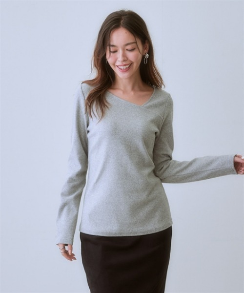 nissen(ニッセン)の「綿混アシンメトリーカットソートップス<大きいサイズ有>(Tシャツ/カットソー・レディース・ボルドー/ブラック/グレイッシュブルー/杢グレー/アイボリー・L/LL/M/S/3L)」の15枚目の写真