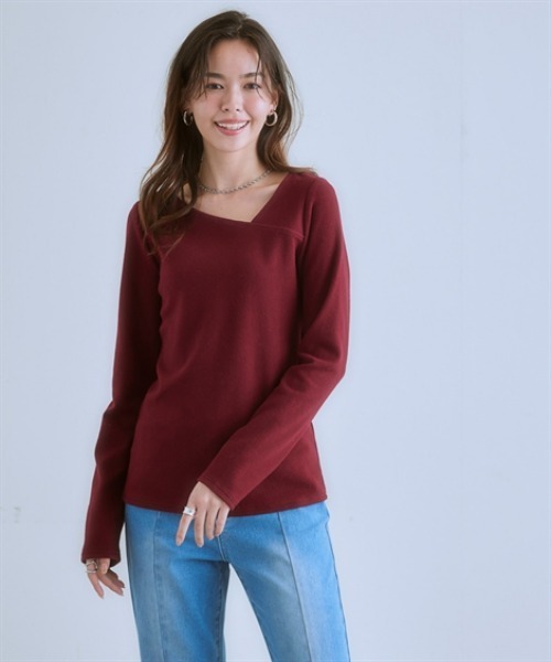 nissen(ニッセン)の「綿混アシンメトリーカットソートップス<大きいサイズ有>(Tシャツ/カットソー・レディース・ボルドー/ブラック/グレイッシュブルー/杢グレー/アイボリー・L/LL/M/S/3L)」の18枚目の写真