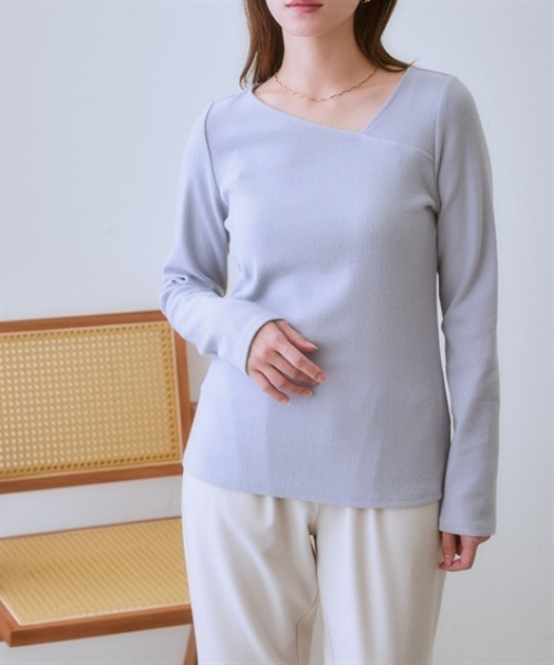 nissen(ニッセン)の「綿混アシンメトリーカットソートップス<大きいサイズ有>(Tシャツ/カットソー・レディース・ボルドー/ブラック/グレイッシュブルー/杢グレー/アイボリー・L/LL/M/S/3L)」の22枚目の写真