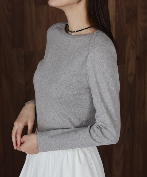 J by blue(ジェイバイブルー)の「ボートネックTシャツ(Tシャツ/カットソー・レディース・アイボリー/グレー/ブラック・MEDIUM)」の8枚目の写真