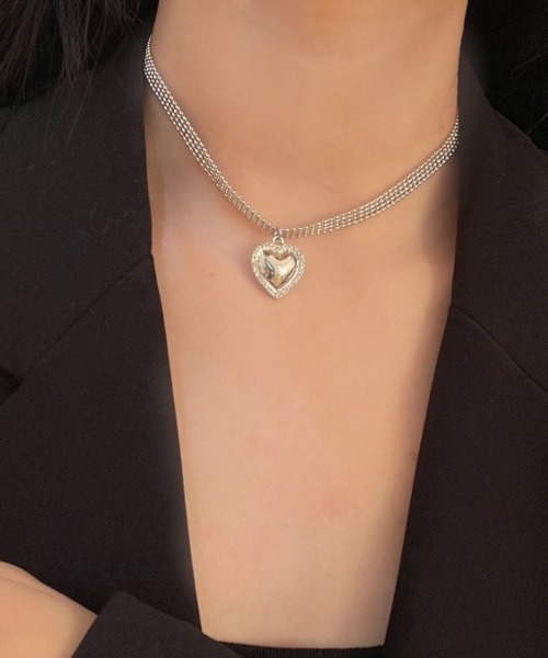 Bz】ハートモチーフドットチェーンチョーカー(MA/EK495)（チョーカー