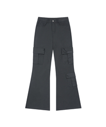 ODD STUDIO | カーゴポケットコットンブーツカットパンツ - チャコール(その他パンツ)