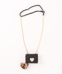 SecretDoor（シークレットドア）の「［Secret Door シークレットドア］ハートモチーフ レオパード ファー チャーム付き 合皮レザー キルティング お財布ショルダー マイクロミニ財布 三つ折り（財布）」