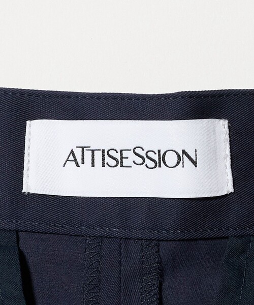 ATTISESSION（アティセッション）の「＜ATTISESSION＞ベルト 2タック ストレート パンツ 3（その他パンツ・レディース・ネイビー/ホワイト・38/36）」の4枚目の写真