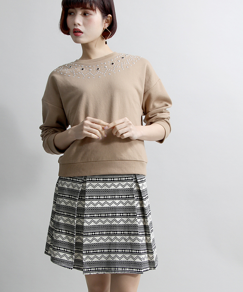 WEGO(ウィゴー)の「WEGO/タックフレアスカート(スカート・レディース・ホワイト/インディゴブルー/その他1/ブラック/ブルー系その他/ライトインディゴブルー/ライトパープル/その他2/ブルー系その他2/ブルー系その他3・FREE)」の1枚目の写真