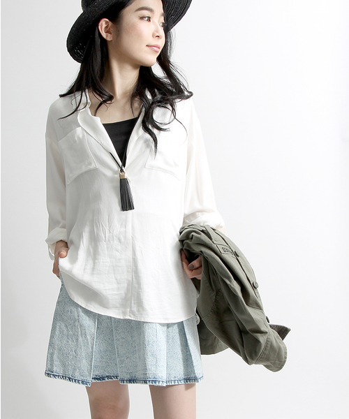 WEGO(ウィゴー)の「WEGO/タックフレアスカート(スカート・レディース・ホワイト/インディゴブルー/その他1/ブラック/ブルー系その他/ライトインディゴブルー/ライトパープル/その他2/ブルー系その他2/ブルー系その他3・FREE)」の7枚目の写真