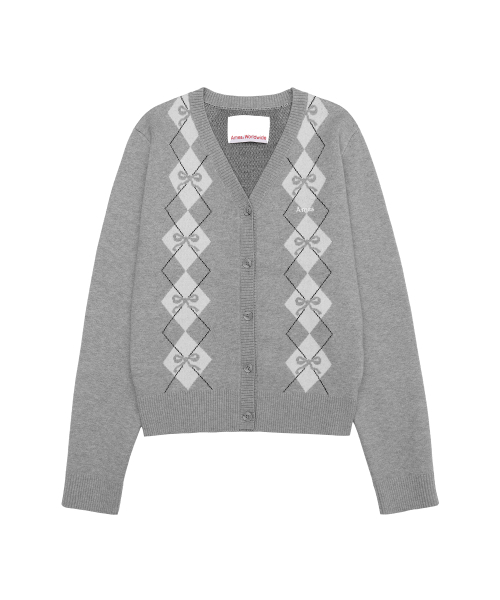 AMESWORLDWIDE(アメスワールドワイド)の「CROP V NECK ARGYLE CARDIGAN GREY(カーディガン/ボレロ・レディース・その他・FREE)」の7枚目の写真