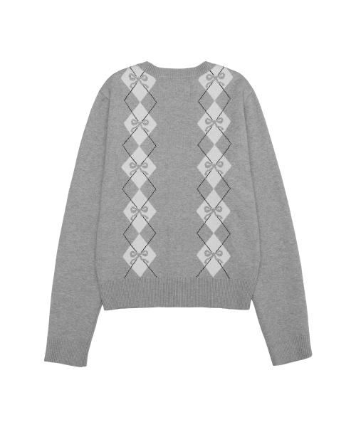 AMESWORLDWIDE(アメスワールドワイド)の「CROP V NECK ARGYLE CARDIGAN GREY(カーディガン/ボレロ・レディース・その他・FREE)」の8枚目の写真