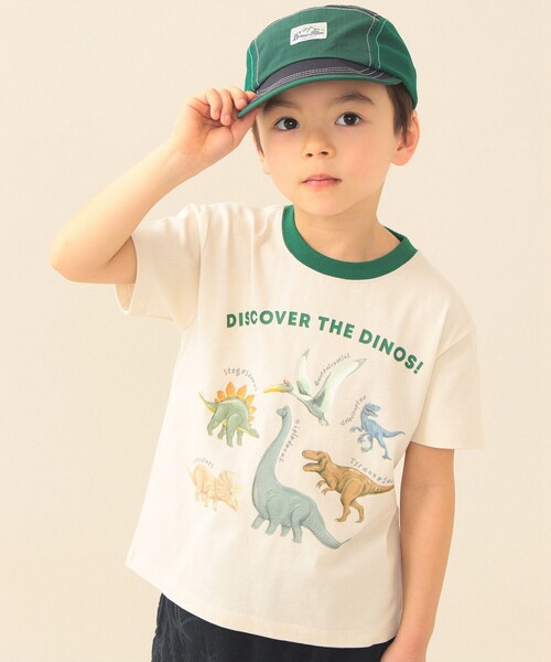 BEAMS mini（ビームスミニ）の「ダイナソー Tシャツ 2026SS（90～130cm）（Tシャツ/カットソー・キッズ・ホワイト系その他5/チャコールグレー/ミント・120/130/110/90/100）」の2枚目の写真