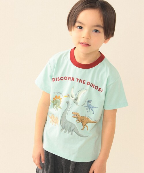 BEAMS mini（ビームスミニ）の「ダイナソー Tシャツ 2026SS（90～130cm）（Tシャツ/カットソー・キッズ・ホワイト系その他5/チャコールグレー/ミント・120/130/110/90/100）」の3枚目の写真
