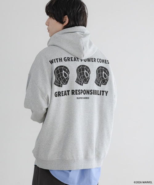 LOWRYS FARM(ローリーズファーム)の「【LFM(U)】MARVELスウェットフーディ 640214(スウェット・メンズ・ブラック/グレー/ホワイト・LARGE/MEDIUM)」の2枚目の写真