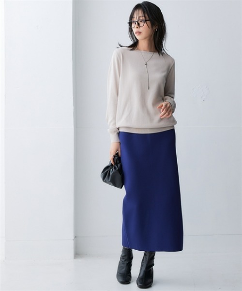 nissen（ニッセン）の「洗えるＵＶカット綿１００％ボートネックニット＜大きいサイズ有＞（ニット/セーター・レディース・ライトブルー/ライム/ブラック/チャコールグレー/オフホワイト/グレー・3L/LL/L/M/S）」の7枚目の写真