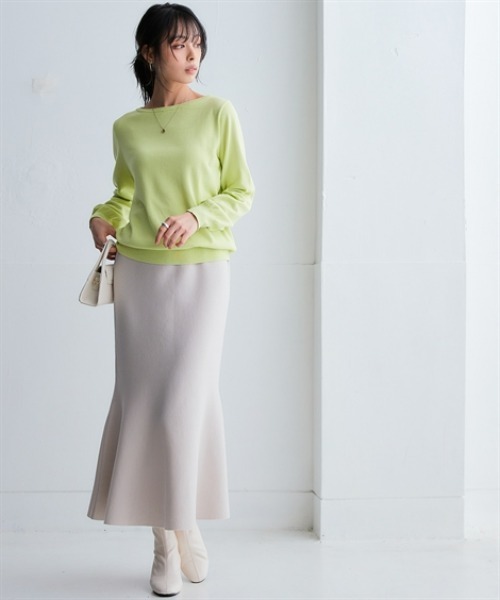 nissen（ニッセン）の「洗えるＵＶカット綿１００％ボートネックニット＜大きいサイズ有＞（ニット/セーター・レディース・ライトブルー/ライム/ブラック/チャコールグレー/オフホワイト/グレー・3L/LL/L/M/S）」の9枚目の写真