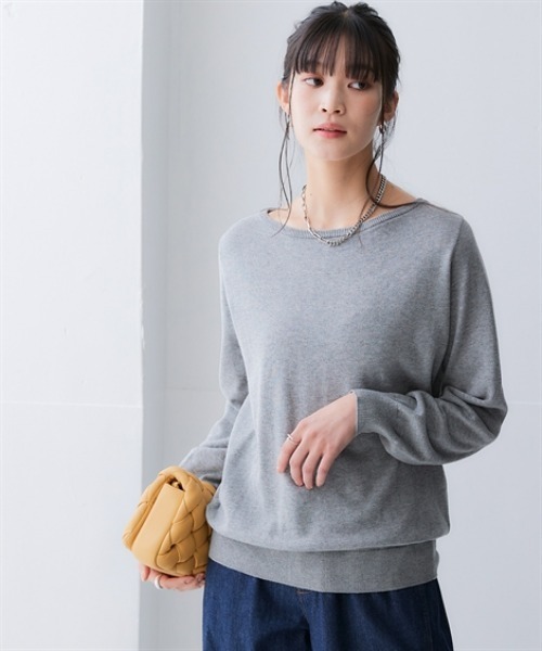 nissen（ニッセン）の「洗えるＵＶカット綿１００％ボートネックニット＜大きいサイズ有＞（ニット/セーター・レディース・ライトブルー/ライム/ブラック/チャコールグレー/オフホワイト/グレー・3L/LL/L/M/S）」の12枚目の写真