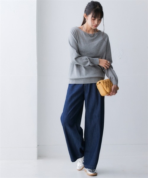 nissen（ニッセン）の「洗えるＵＶカット綿１００％ボートネックニット＜大きいサイズ有＞（ニット/セーター・レディース・ライトブルー/ライム/ブラック/チャコールグレー/オフホワイト/グレー・3L/LL/L/M/S）」の13枚目の写真