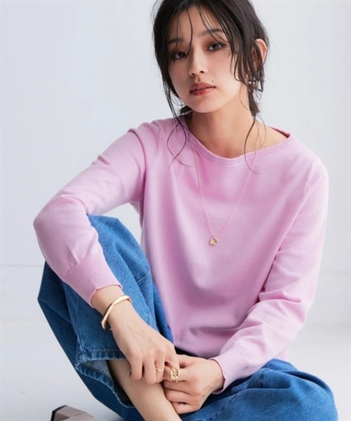 nissen（ニッセン）の「洗えるＵＶカット綿１００％ボートネックニット＜大きいサイズ有＞（ニット/セーター・レディース・ライトブルー/ライム/ブラック/チャコールグレー/オフホワイト/グレー・3L/LL/L/M/S）」の15枚目の写真