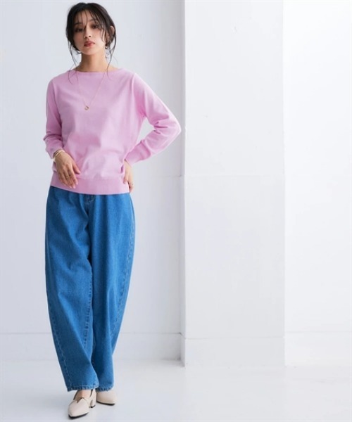 nissen（ニッセン）の「洗えるＵＶカット綿１００％ボートネックニット＜大きいサイズ有＞（ニット/セーター・レディース・ライトブルー/ライム/ブラック/チャコールグレー/オフホワイト/グレー・3L/LL/L/M/S）」の16枚目の写真