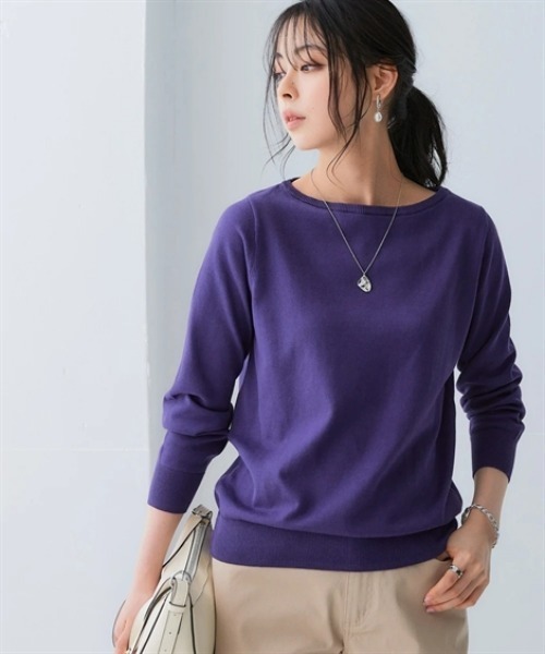 nissen（ニッセン）の「洗えるＵＶカット綿１００％ボートネックニット＜大きいサイズ有＞（ニット/セーター・レディース・ライトブルー/ライム/ブラック/チャコールグレー/オフホワイト/グレー・3L/LL/L/M/S）」の17枚目の写真