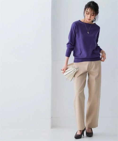 nissen（ニッセン）の「洗えるＵＶカット綿１００％ボートネックニット＜大きいサイズ有＞（ニット/セーター・レディース・ライトブルー/ライム/ブラック/チャコールグレー/オフホワイト/グレー・3L/LL/L/M/S）」の18枚目の写真