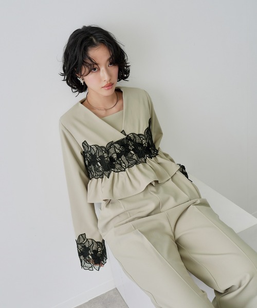 NOGLE(ノグル)の「【NOGLE/ノグル】レースフラワージャケットセットパンツドレス(パンツドレス・レディース・グレイッシュベージュ/ブラック/グレー・S/M)」の9枚目の写真
