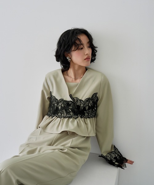 NOGLE(ノグル)の「【NOGLE/ノグル】レースフラワージャケットセットパンツドレス(パンツドレス・レディース・グレイッシュベージュ/ブラック/グレー・S/M)」の17枚目の写真