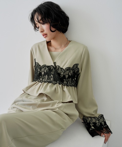 NOGLE(ノグル)の「【NOGLE/ノグル】レースフラワージャケットセットパンツドレス(パンツドレス・レディース・グレイッシュベージュ/ブラック/グレー・S/M)」の14枚目の写真